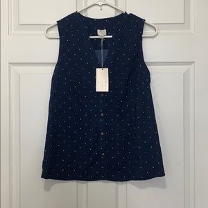 polka dot sleeveless blouse